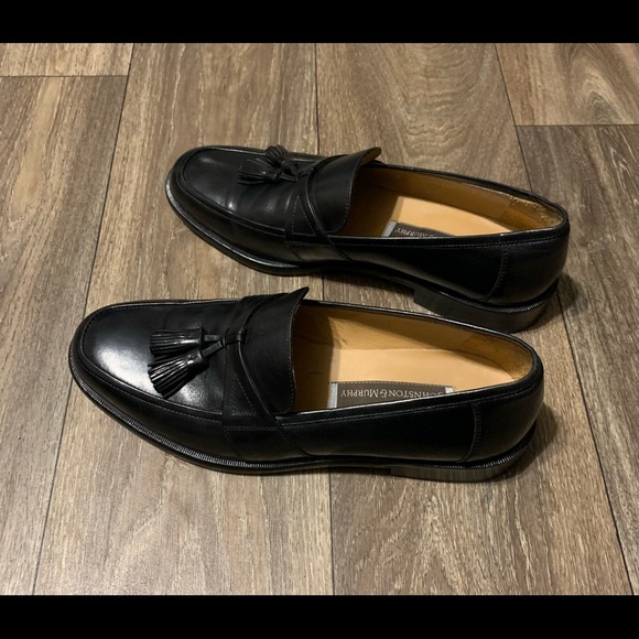 JOHNSTON MURPHY Black Italian Calf Leather Tasseled Slip-On Loafer Size 9M - Picture 4 of 7